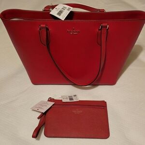 Kate Spade Cherry Red Medium Daily Tote and Wristlet NWT